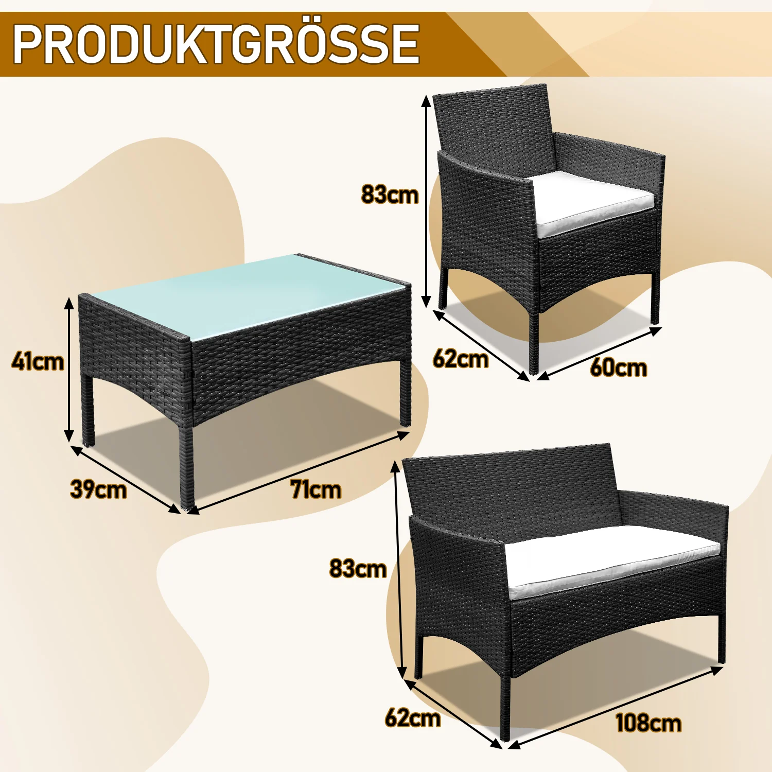 Sonnewelt Polyrattan Sitzgruppe Gartenmbel Set