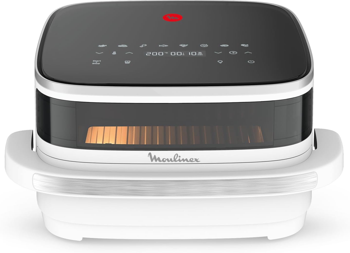 Moulinex Easy Fry XL Surface Air Fryer, 2200 W, Double Resistance, Uniform Cooking, Wide Basket, 10 Automatic Programs, Pizza Oven, Compact Design, Display Window, AL4001