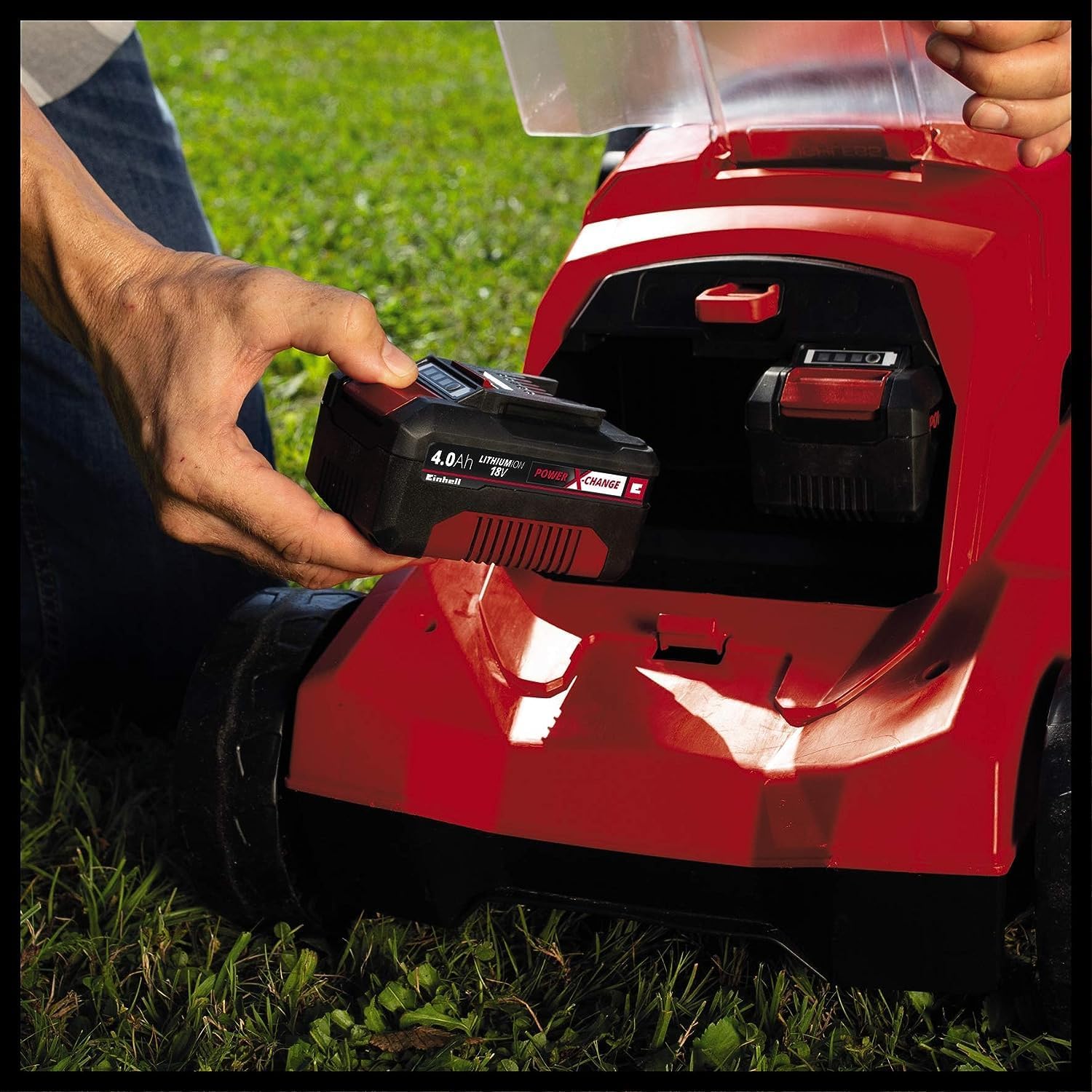 Einhell Akku-Rasenmher GE-CM 36/37 Li-Solo Power X-Change (36 V, 37 cm Schnittbreite, bis 400 m, 45L Grasfangkorb, 25-75 mm Schnitthhe, ohne Akku)