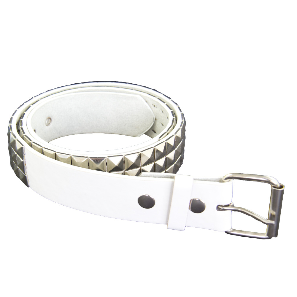 12 PACK Punk Belts Silver Studded White Mix Sizes 2508A