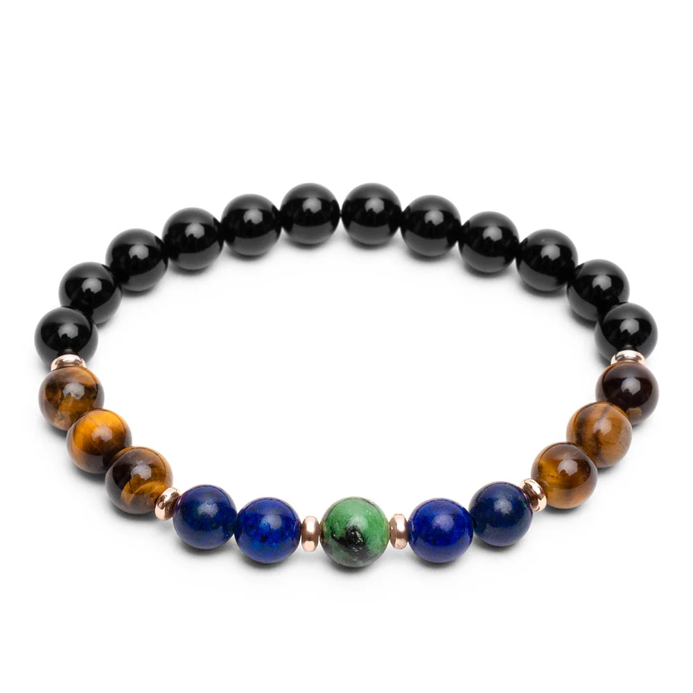 Balans Armband Edelstenen - Agaat & Lapis Lazuli - Tijgeroog & Turkoois - Kracht