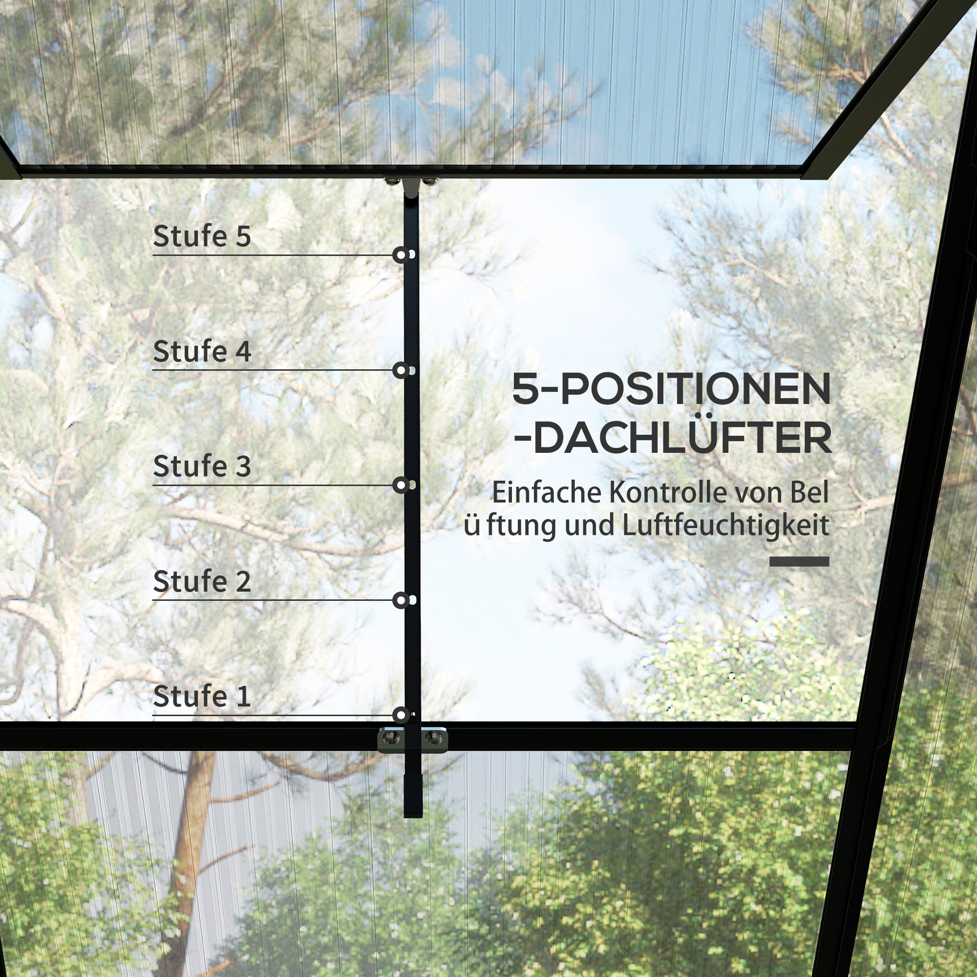 Outsunny Kas Kweekhuis Kweekbed, weerbestendig, 192 x 192 x 203 cm, Zwart