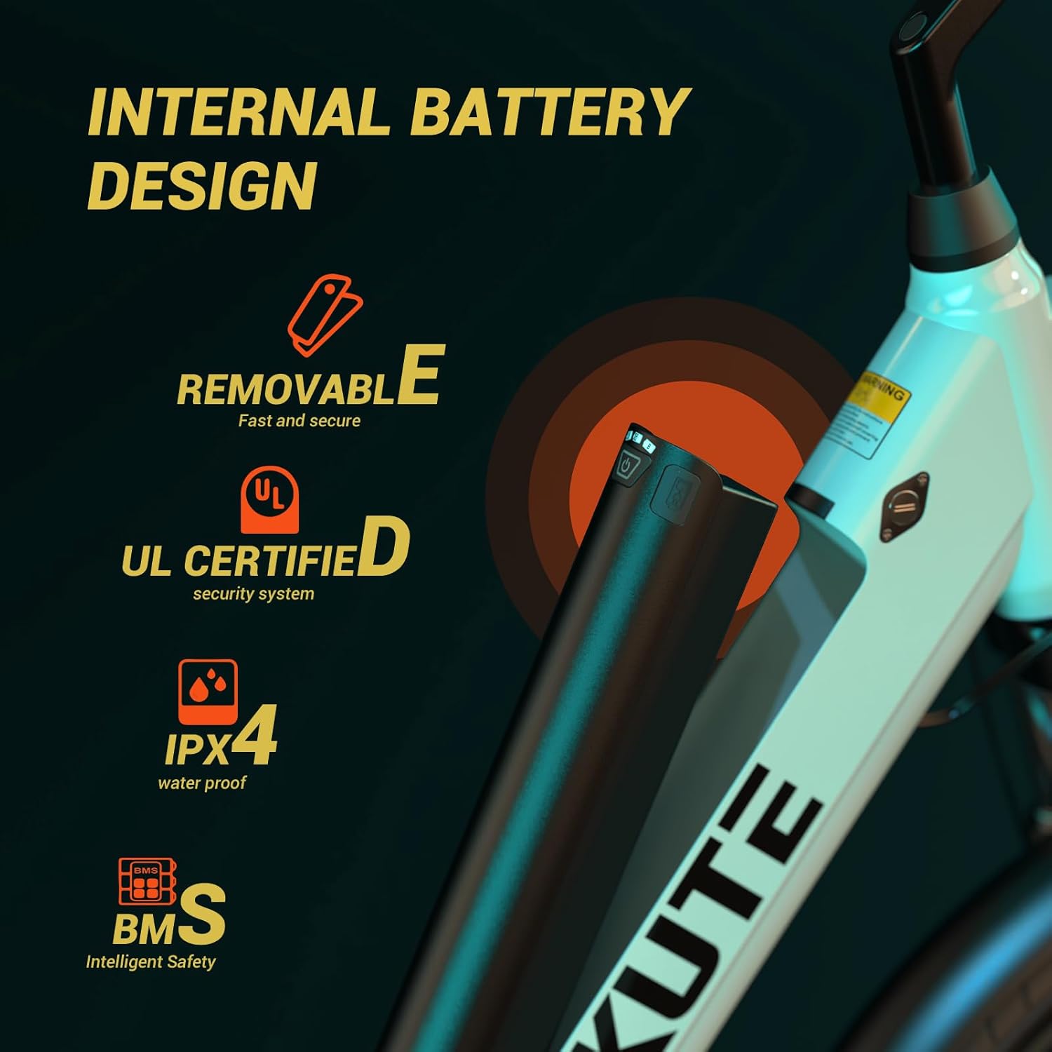 ESKUTE Electric Bike 500W Peak 375WH Removable Battery Commuter Ebike, 26 inch 20MPH 7 Speed Electric Ebikes for Adults