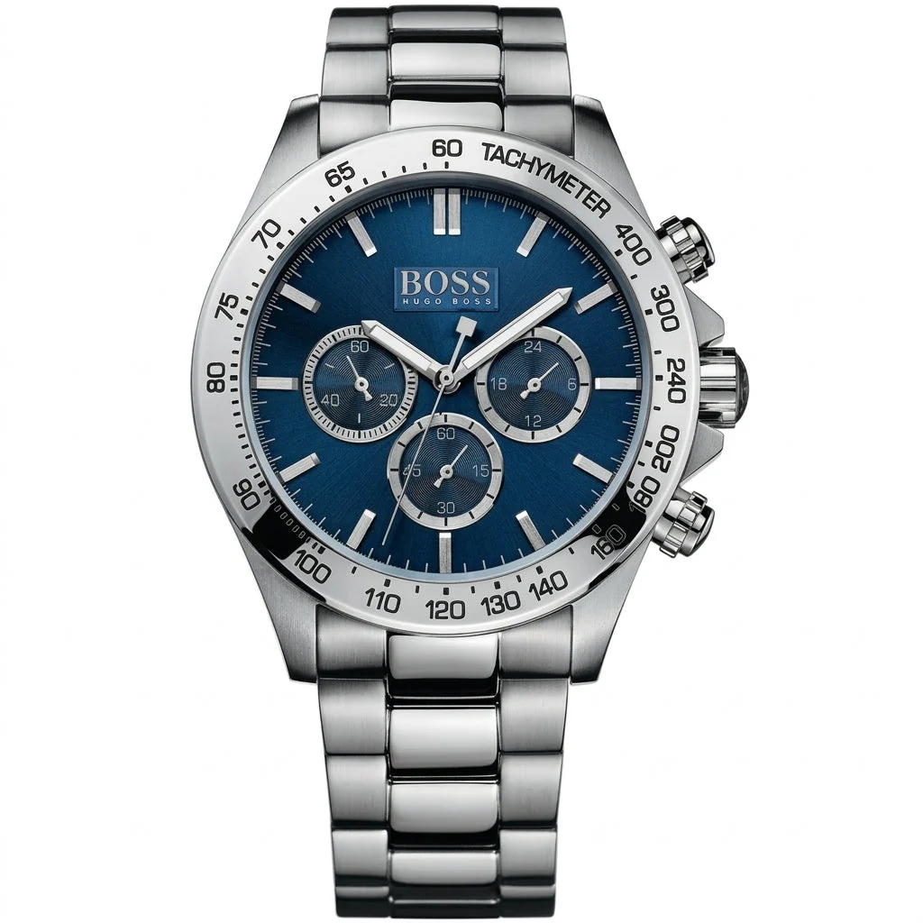 Hugo Boss Ikon Chronograph Blue Dial Silver Steel Strap Men's Watch - 1512963