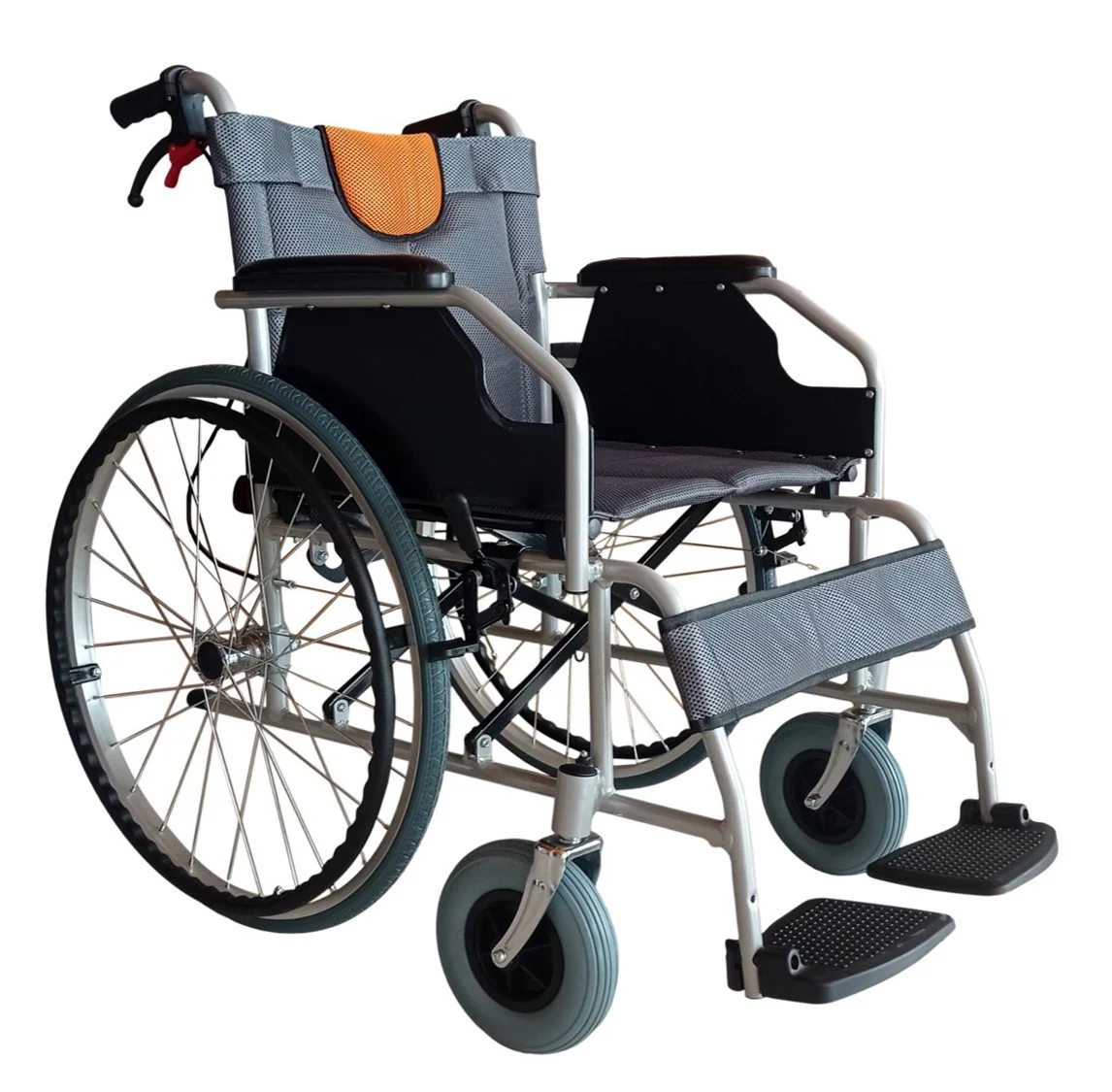 Sedia a Rotelle Pieghevole LIGERA da Passeggio – 12 kg, Ruote Rinforzate, Freno da Maniglia, Seduta 48 cm