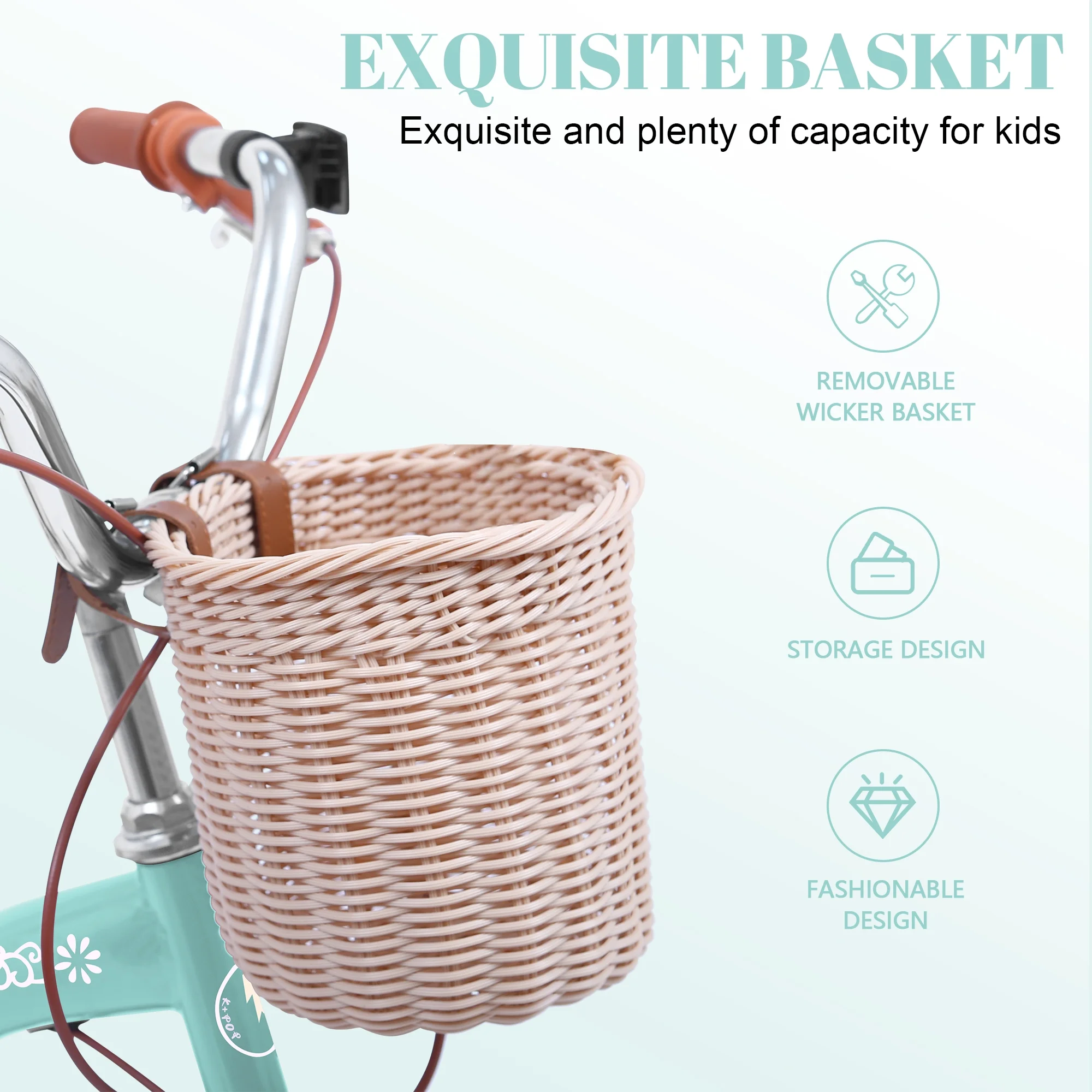 Bstjewey 20 Inch Girls Bike with Basket, Kids Bicycle for Ages 7-13