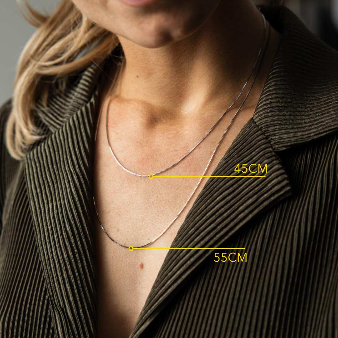 Ketting - 925 Sterling Zilver - Cube Halsketting - Box Chain - 45 cm