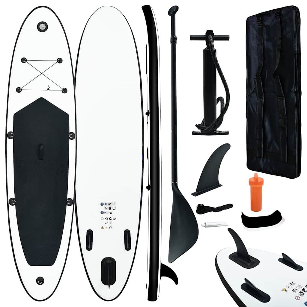 Juego de tabla de paddle surf hinchable negro y blanco v7886