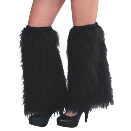 Black Leg Warmers Furry Pair 6757