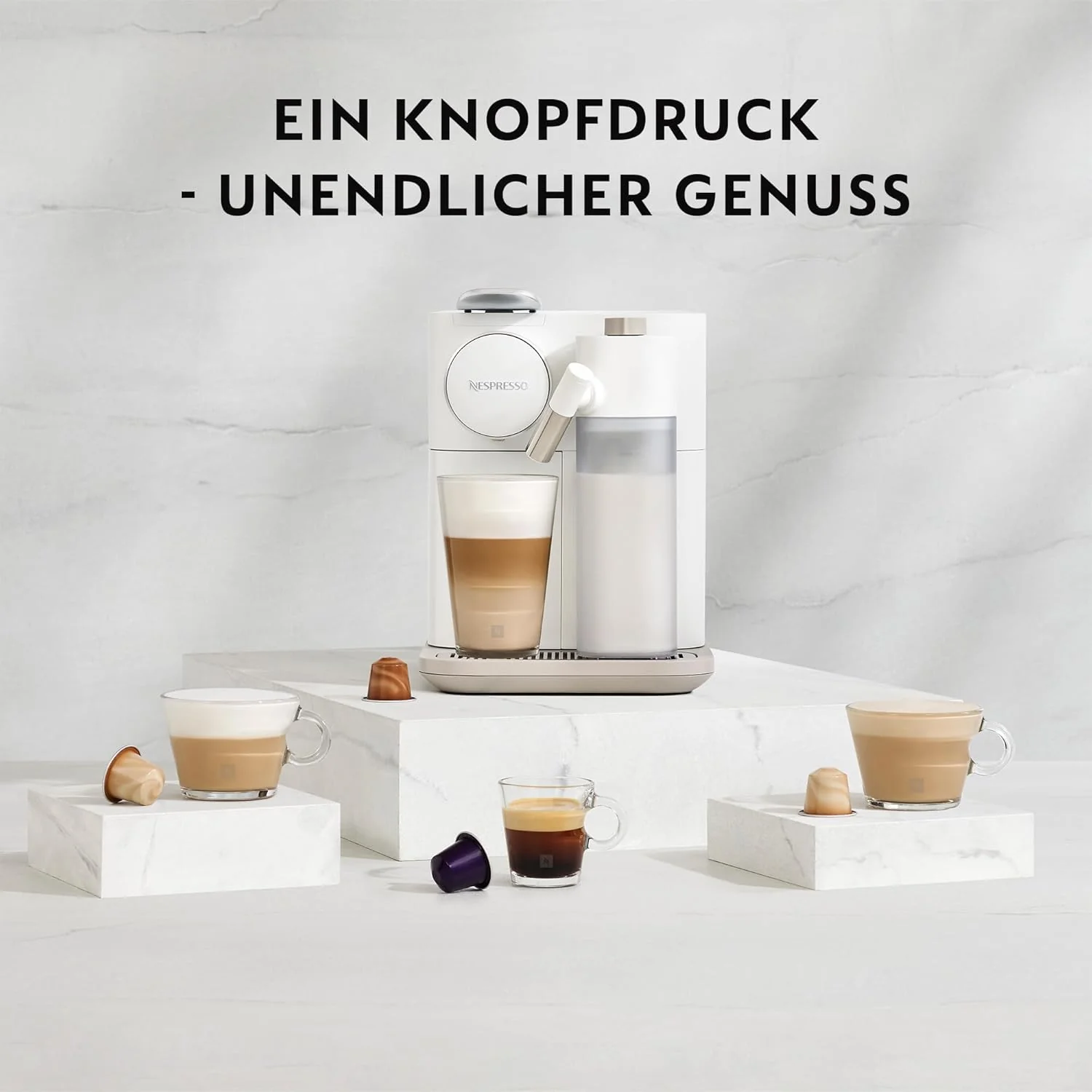2026 Nespresso De'Longhi EN640.W Gran Lattissima Kaffeekapselmaschine mit automatischem Milchsystem,19 Bar Druck, 1400W,Weiß