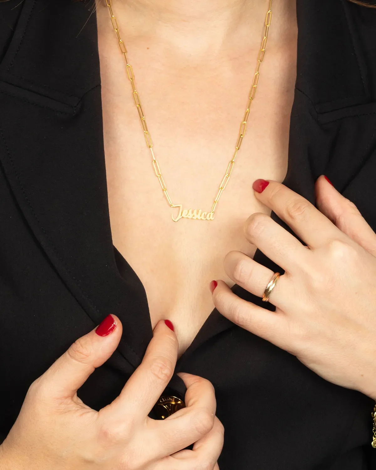 Gold Name Paperclip Necklace – 18K Gold Personalized Script Pendant