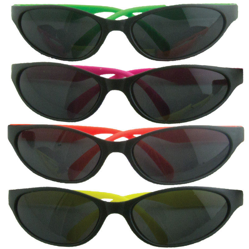KIDS 12 Pack Wrap Around Neon Party Sunglasses Assorted Colors 1129