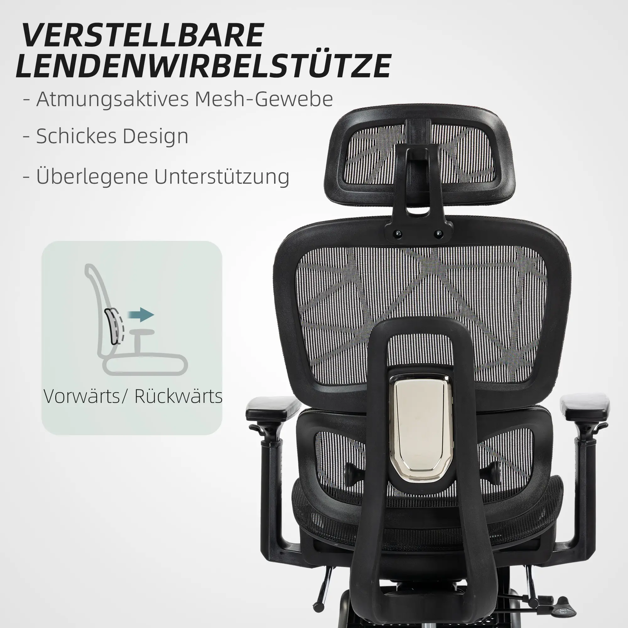 HOMCOM Bürostuhl ergonomisch verstellbar mit Liegefunktion