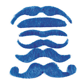 Blue Mustaches | Stick on Mustaches |  12 PACK 1693BL