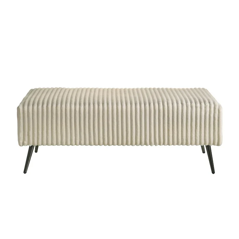 Upholstered Accent Bench with Metal Legs for Bedroom and Living Room