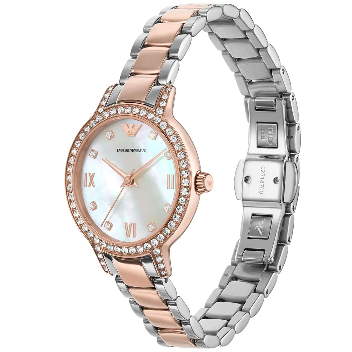 Emporio Armani Cleo White MOP Dial Two-tone Women's Watch - AR11499