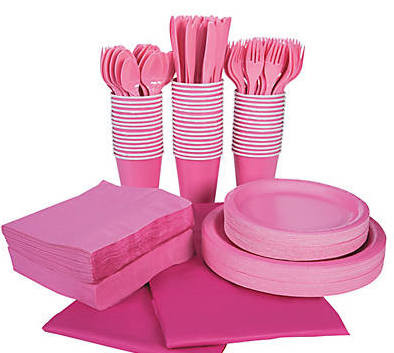 Candy Pink Tableware Party COMPLETE Pack for 48 | 386813