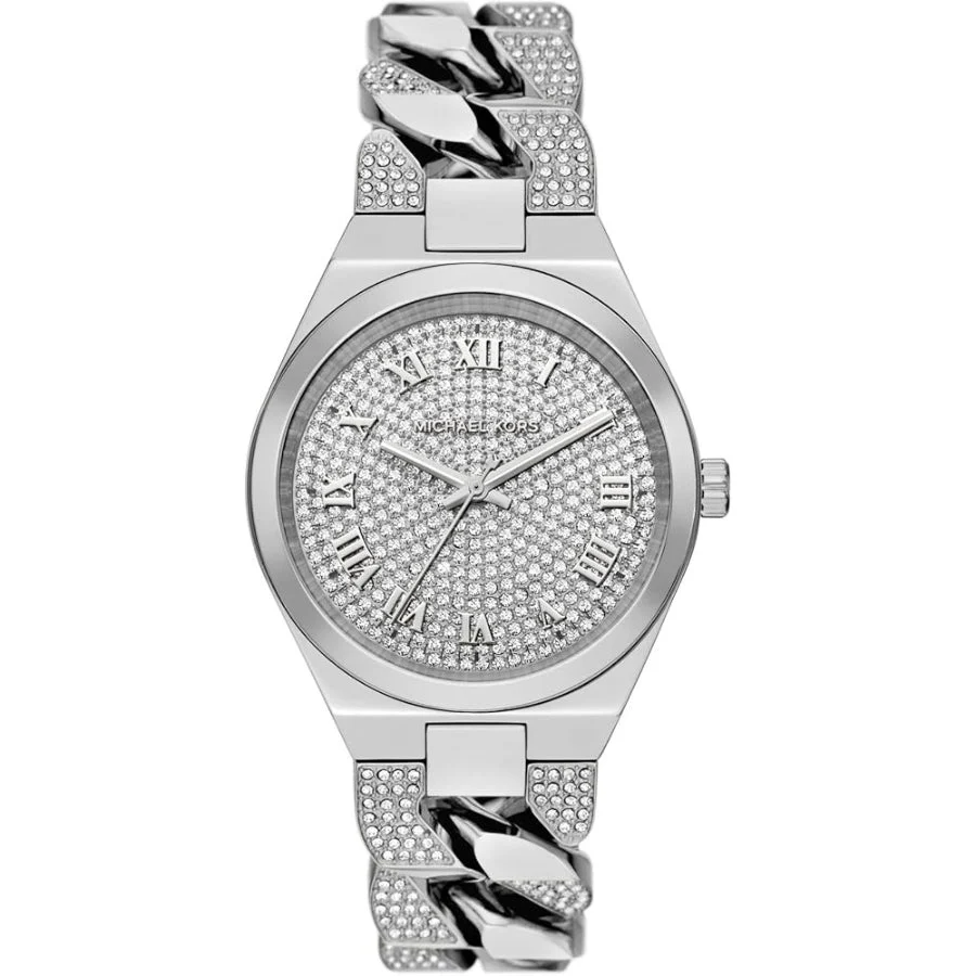 Michael Kors Lennox Pavé Silver-Tone Curb-Link Women's Watch - MK7488