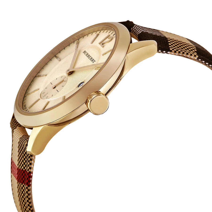 Burberry Honey Dial Honey Check Fabric-Coated Leather Unisex Watch BU10001