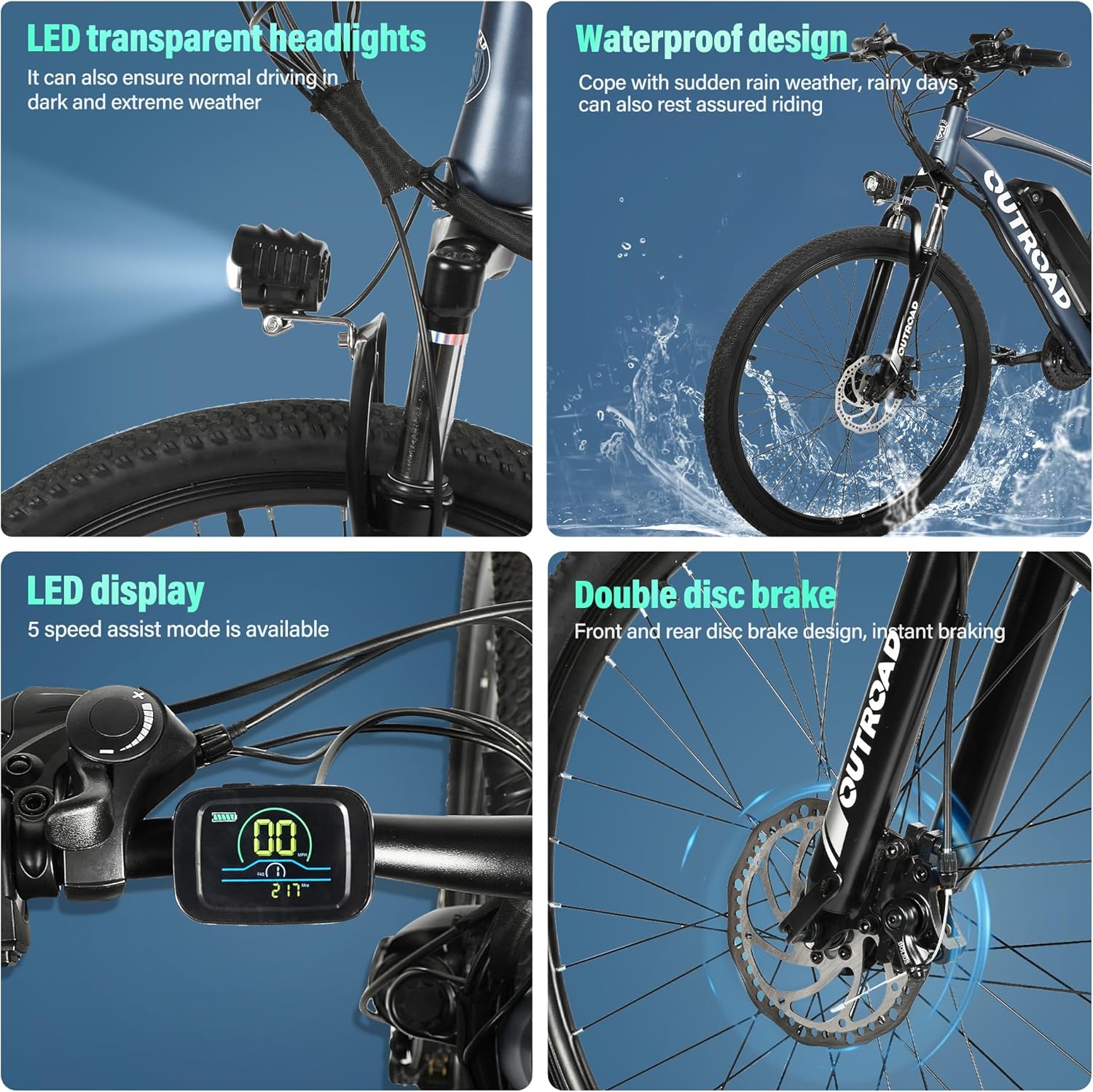 MarKnig 26'' Electric Bicycle for Adults with 432Wh Removable Battery, 350W Motor, 21 Speed Mountain E-Bike Up to 40 Miles, 20MPH, Commuting Electric Bike with LED Display, UL2849 Certified, Sliver