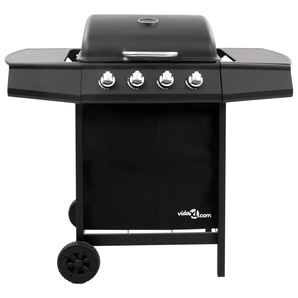 Barbacoa De Gas Con 4 Fogones Negra Vidaxl