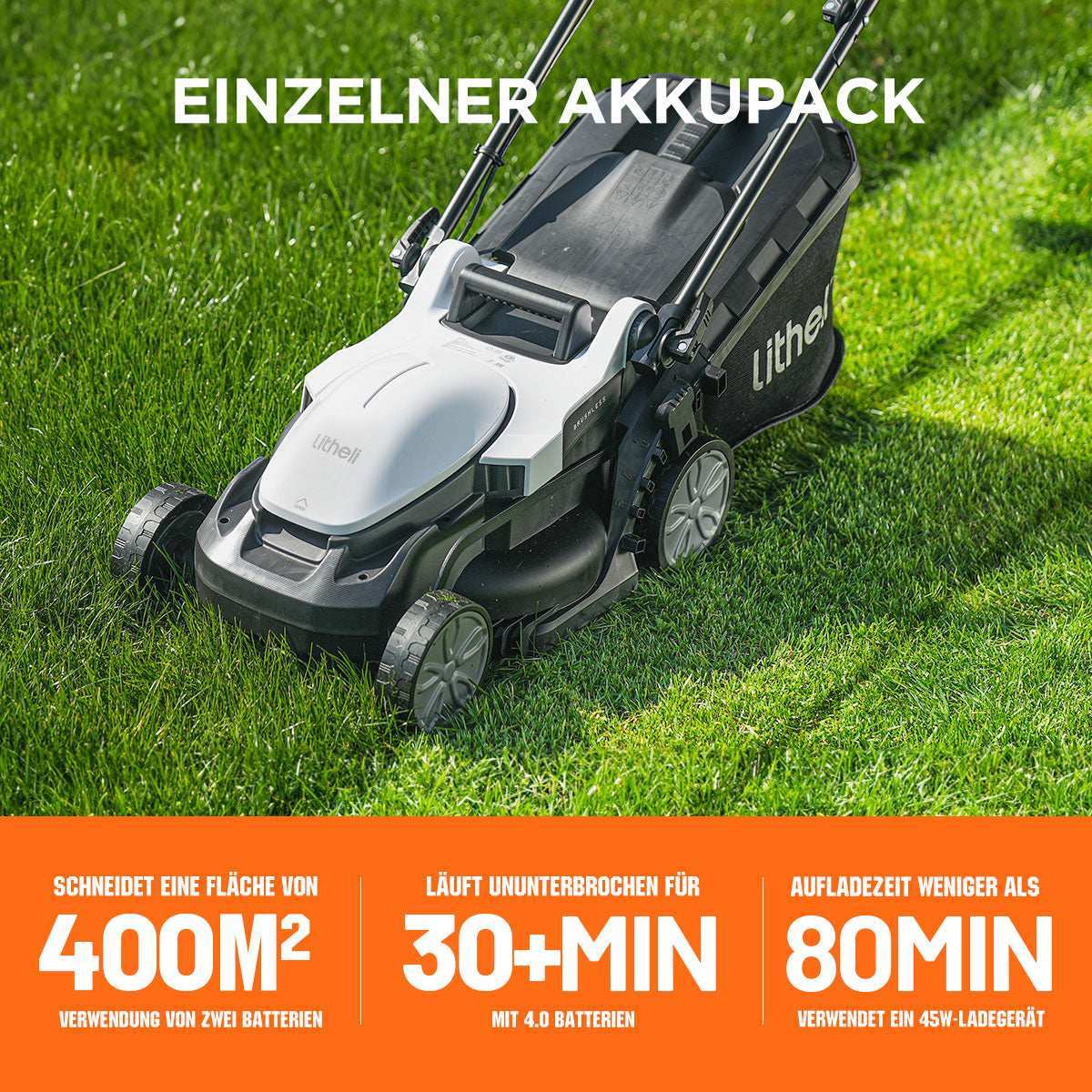 2025 Cortacésped inalámbrico U20 20V 33 cm brushless | Incluye 2 baterías SE de 4,0 Ah | Corte fácil hasta 400 m²