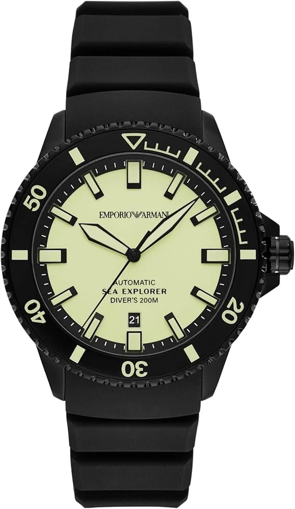 Emporio Armani Sea Explorer Automatic Black Silicone Men's Watch - AR60085