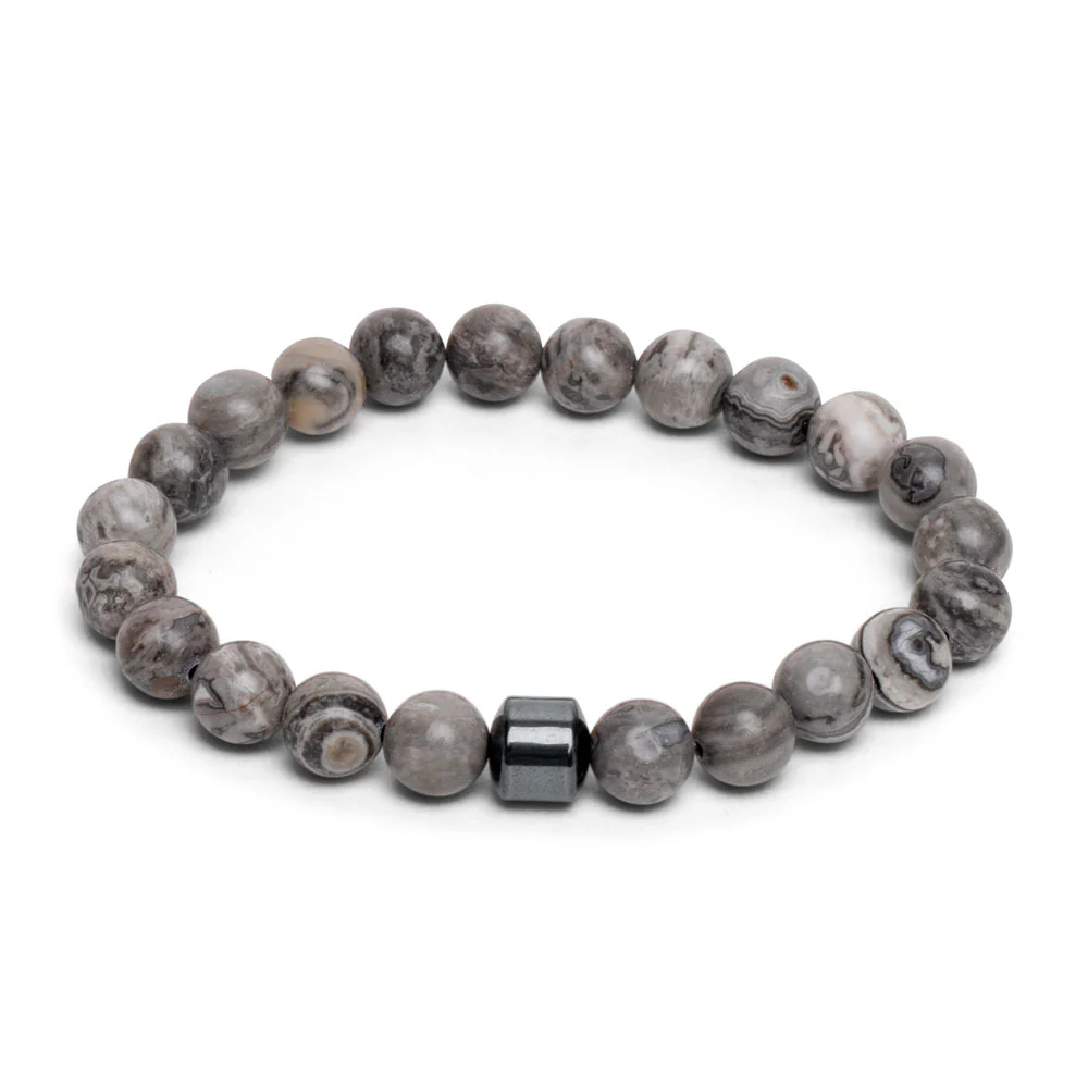 Balans Armband - Jaspis Spotted Antraciet - Moed
