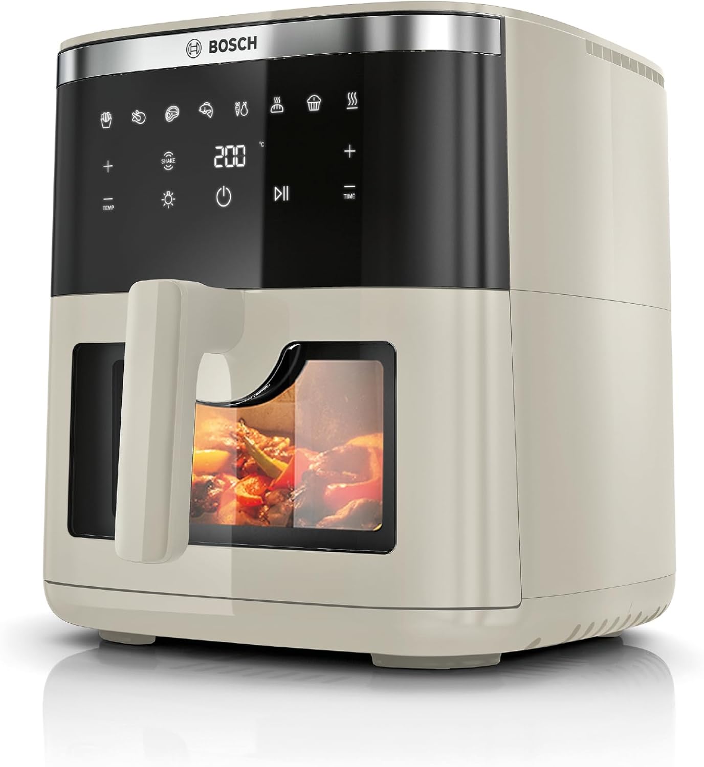 Bosch - Air Fryer Series 6, Air Fryer XXL 7.2L capacity, 7 programs and display window with light, matte beige, MAF671C0