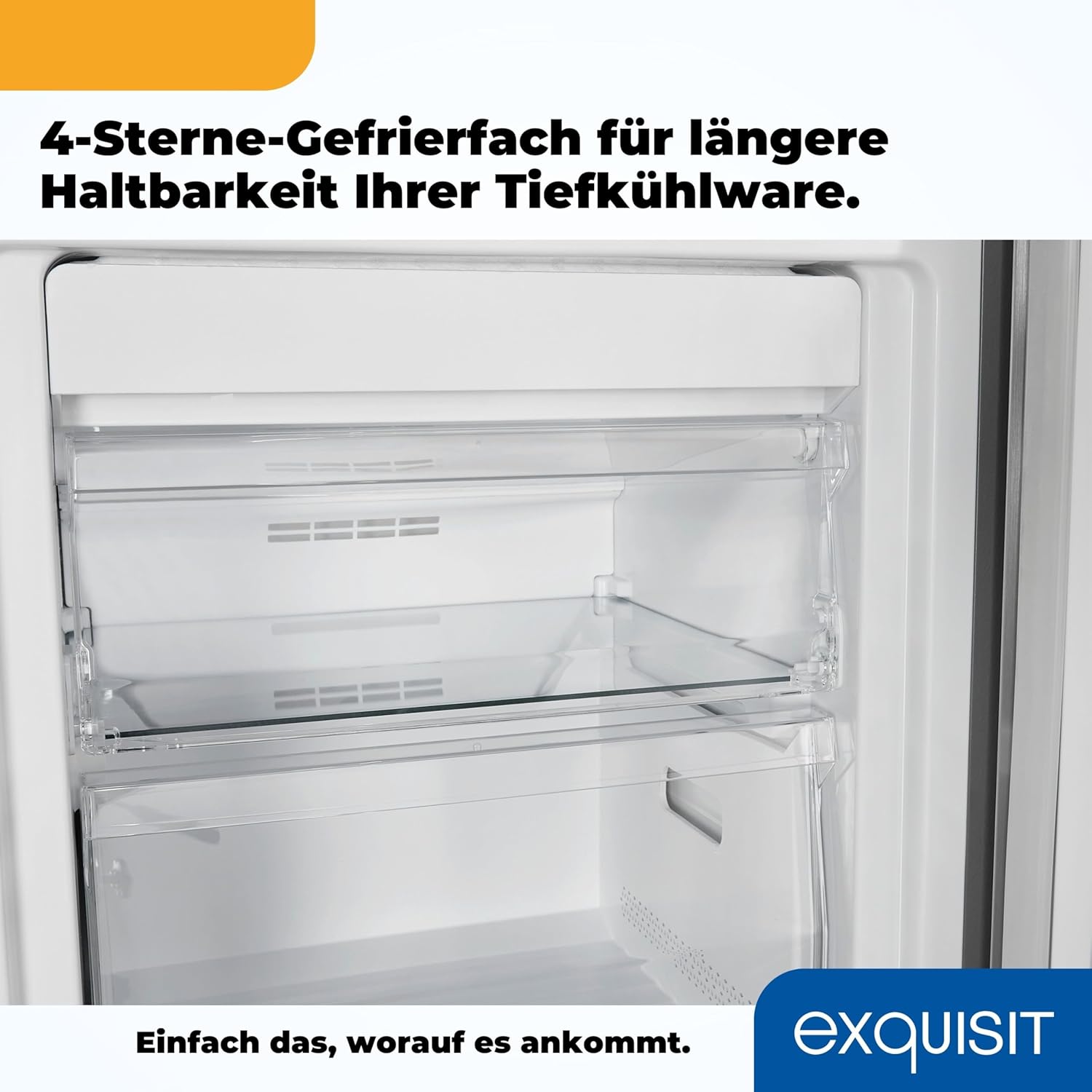 Exquisit Gefrierschrank GS271-NF-H-010E inoxlook | Gefrierschrank NoFrost 194 l Volumen | Tiefkühlschrank mit 5 Schubladen | Schnellgefrieren