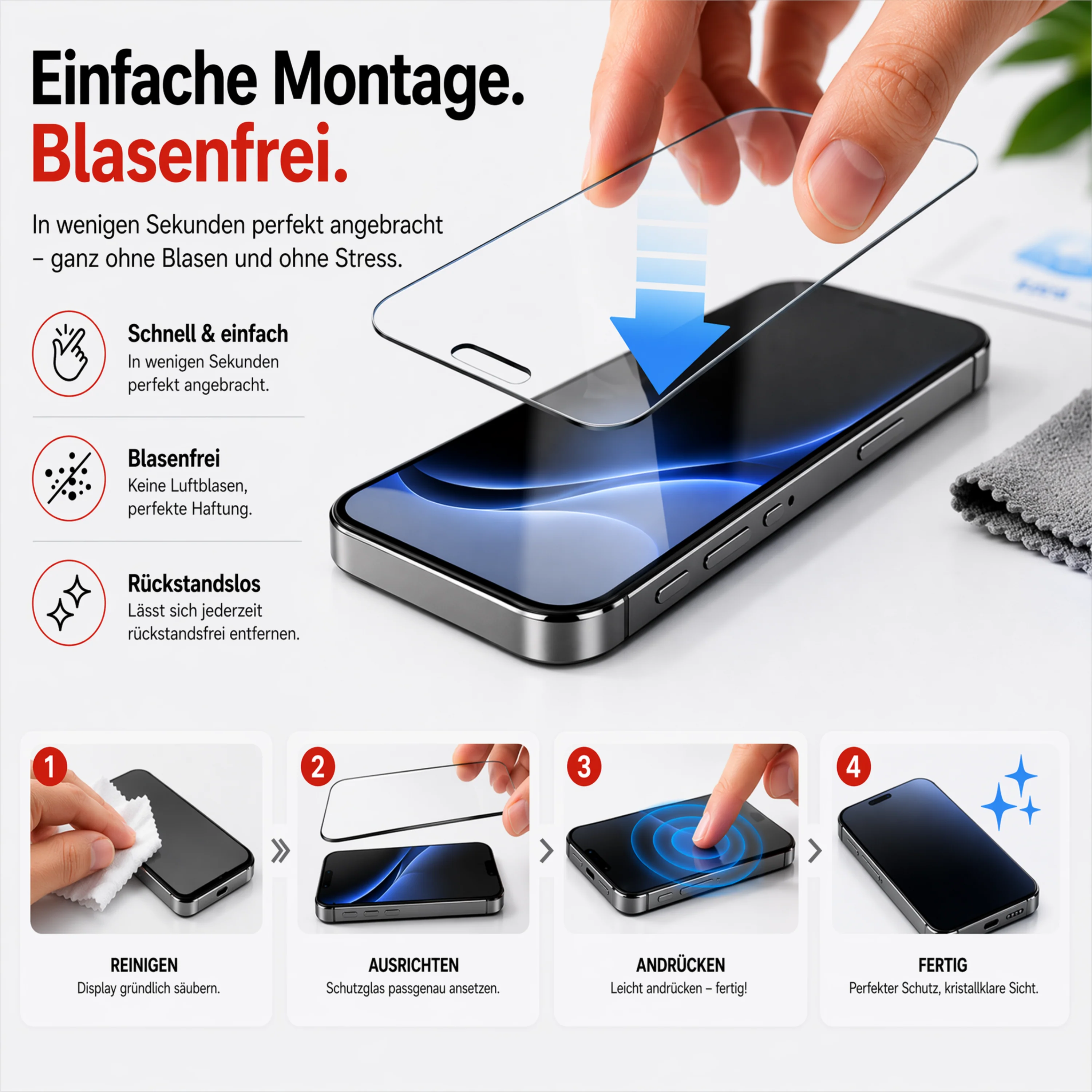 Displayschutzglas f��r iPhone �C Schutzglas Displayschutz, 9H, HD Klar, Case Friendly