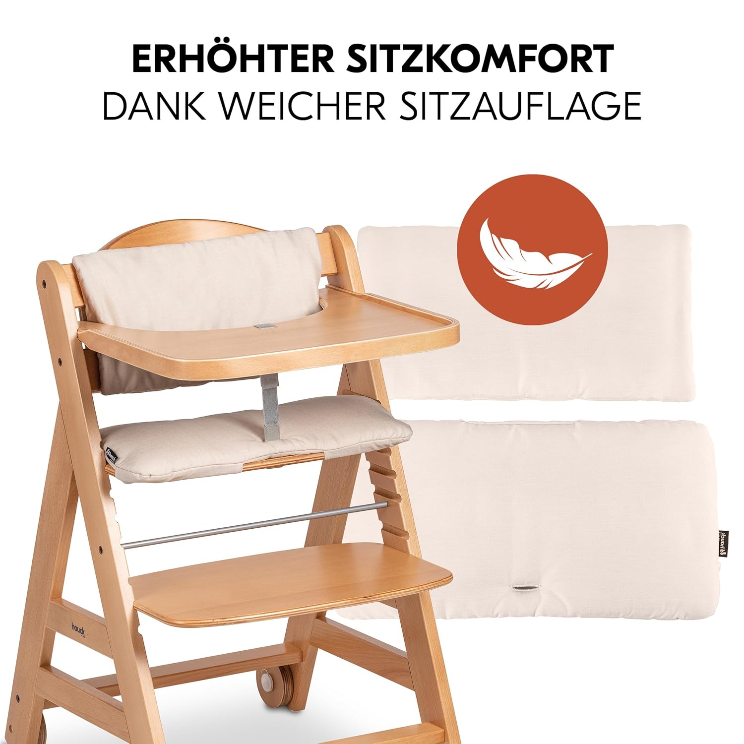 hauck Hochstuhl Beta+ Newborn Set Premium Dark Grey - Babyhochstuhl Set ab Geburt mit Neugeborenen Aufsatz Bouncer, Sitzpolster und Essbrett - Dark Grey