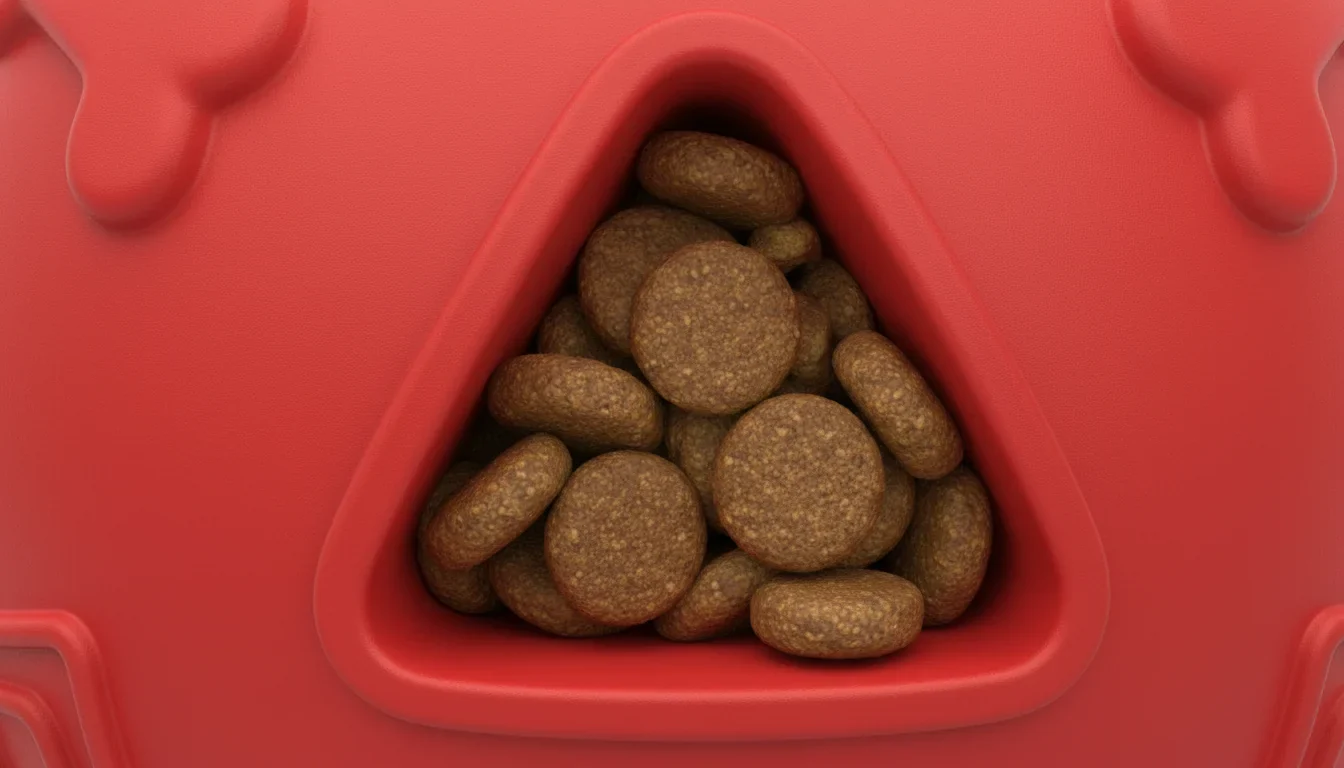 Red Interactive Dog Puzzle Toy with Treat Dispensing, Slow Feeder Design