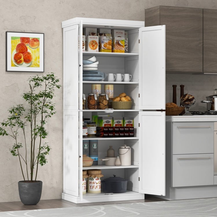 72.5 Inches Tall Buffet Cabinet with 6-Tier Shelves and 4 Doors
