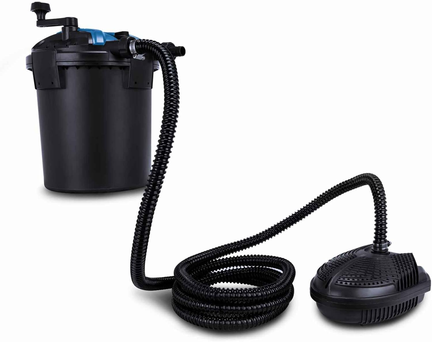 Scheppach Teichdruckfilter Komplettset PFS8000 | für Teiche bis 8000 Liter | Fördermenge 4000 L/h | 11 W UV-C Klärer mit Spin Clean | int. Schmutzanzeige | 9,5L Tank | Teichfilter Druckteichfilter
