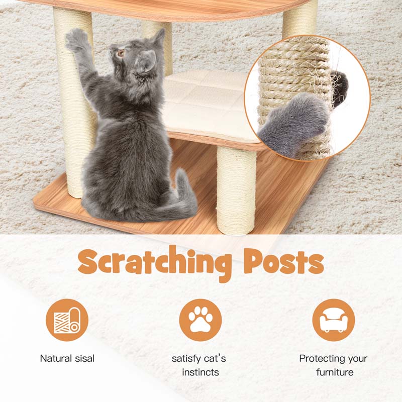 Eletriclife Wood Multi-Layer Platform Cat Tree with Scratch Resistant Rope