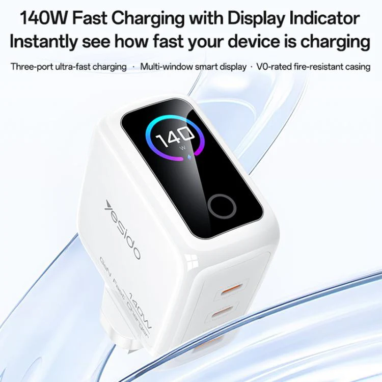 Yesido YC158 140W Dynamic Digital Display Charger, YC158 UK Plug