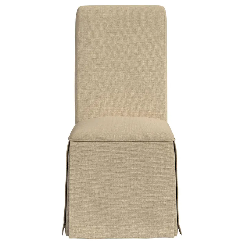 Set of 2 Shaw Dining Chairs with Tall Rolled Back and Skirted Base in Beige