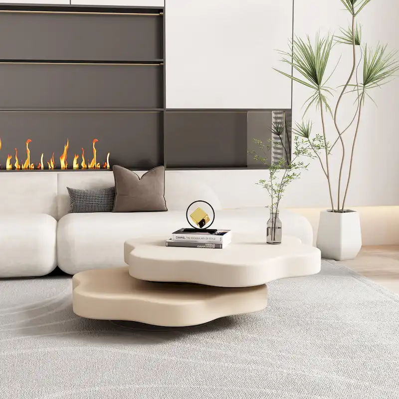 JASIWAY Contemporary Cloud-Inspired Rotating Coffee Table