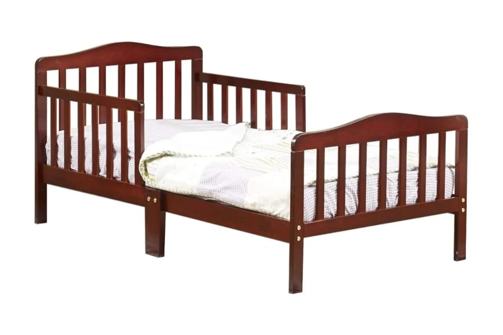 Baby Toddler Bed Solid Wood Bedroom Furniture with Safety Rails Espresso