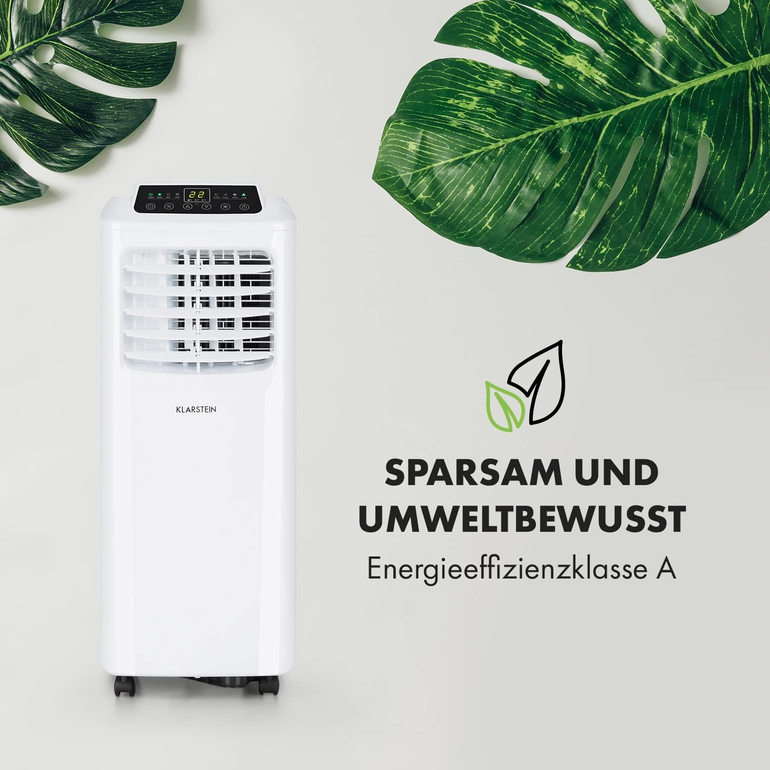 Klarstein Mobile Klimaanlage mit Abluftschlauch, 3-in-1 Klimagerät mit Ventilator & Luftentfeuchter, Kleine & Portable Klimaanlage für Wohnung & Büro, mit Nachtmodus & App-Steuerung, 7000 BTU