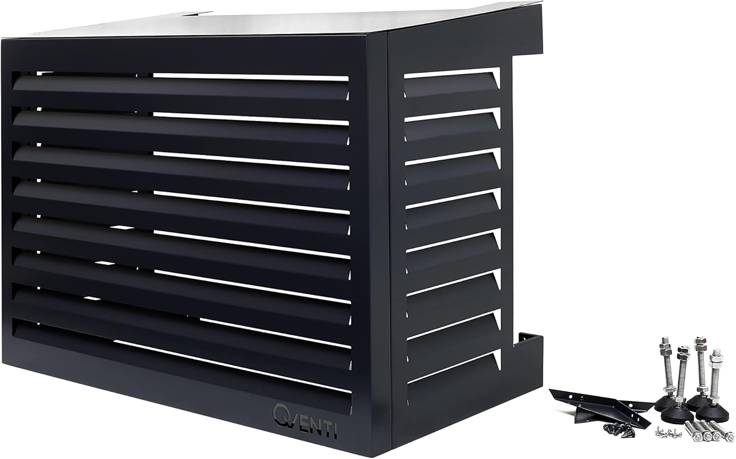 Qventi Abdeckung für Klimaanlage - Anthrazit/Grau - Aluminium - Schutzgitter - Verkleidung - Einfache Montage - Größe S - Außenmaße (LxBxH): 100 x 50 x 75 cm