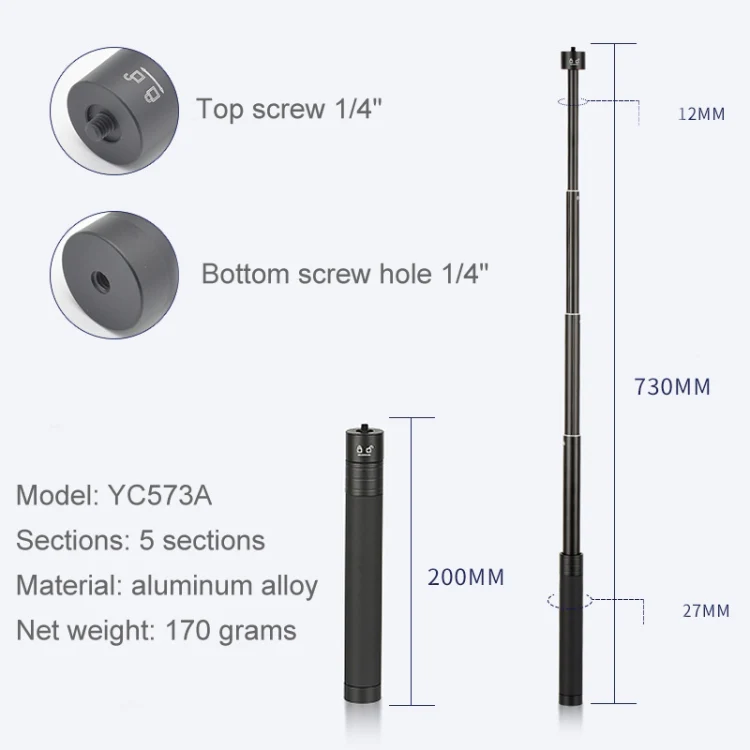 Extension Rod Stabilizer Dedicated Selfie Extension Rod for G5 / SPG / WG2 Gimbal, YC573A