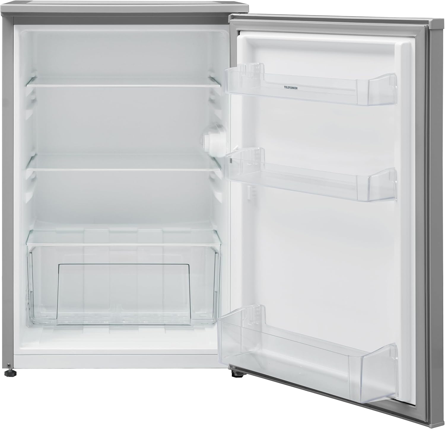 TELEFUNKEN Kühlschrank ohne Gefrierfach | Freistehend | 135 Liter Nutzinhalt | Kühlschrank klein mit Gemüsefach | LED-Beleuchtung | Türanschlag wechselbar | C-135-100-W weiß