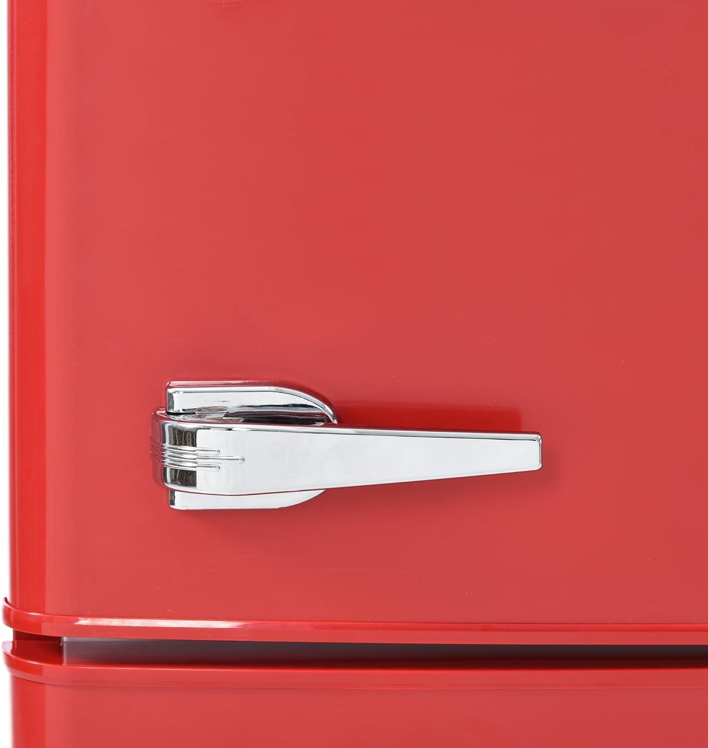 DRIXNO Retro-Kühlschrank. Kühl-Gefrier-Kombination, 105.5 cm hoch, 41 cm breit, zweitürig, mit 92 Liter Gesamtvolumen, 28 Liter Gefriervolumen. Türregale und Glasregale. 181 kWh/Jahr,