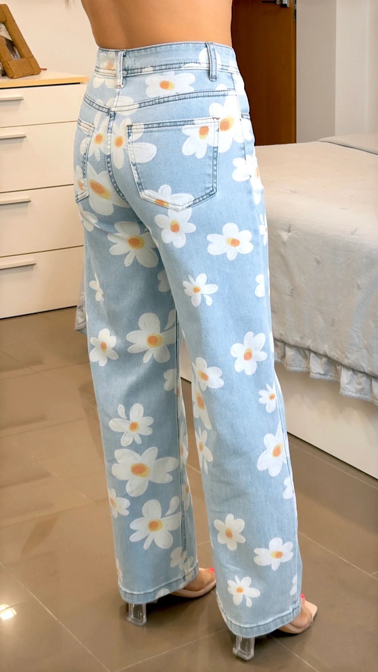 PANTAL��N FLOR BLANCA