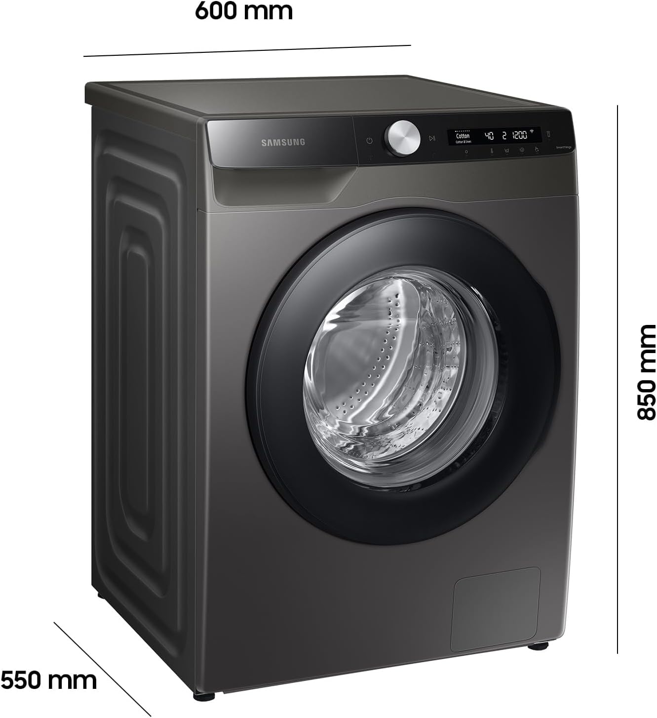 Samsung Waschmaschine, 8 kg, 1400 U/min, Ecobubble, Automatische Waschmittel- und Weichspülerdosierung, Inox/Schwarz, WW80T534AAXAS2