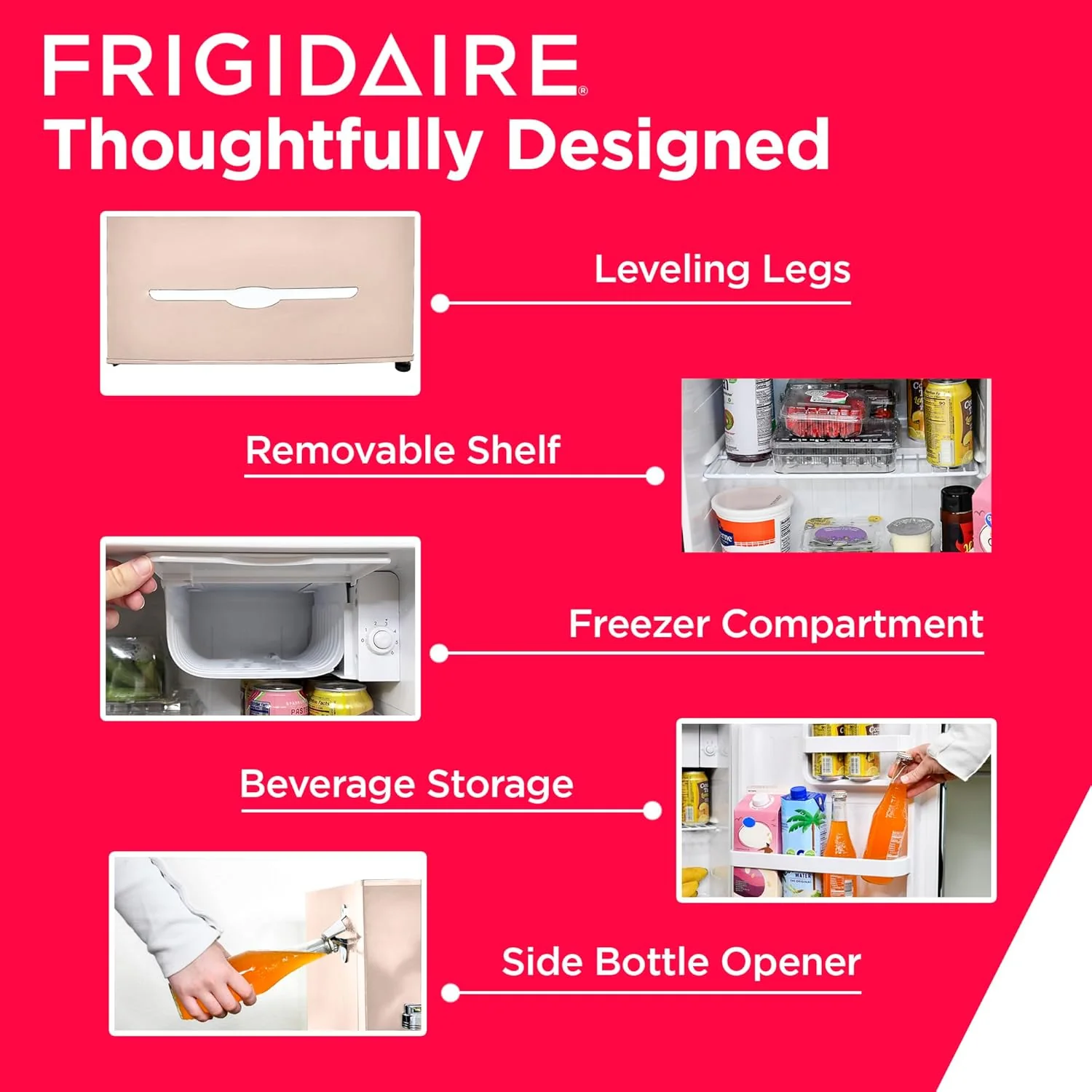 Frigidaire EFR176 Retro Compact Fridge with Chiller Mini Refrigerator with Built-in Bottle Opener for Office, Bedroom, Dorm Room or Cabin, 1.6 cu ft 16