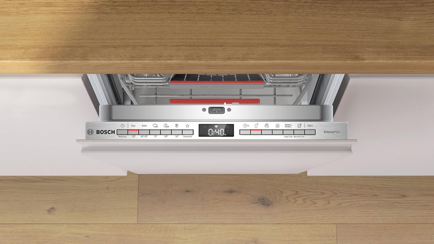 Bosch - Lavavajillas Integrable, Serie 4, 10 servicios, 45 cm de ancho, Silencioso, 3ª Cesta para Cubiertos, blanco, SPV4EMX17E