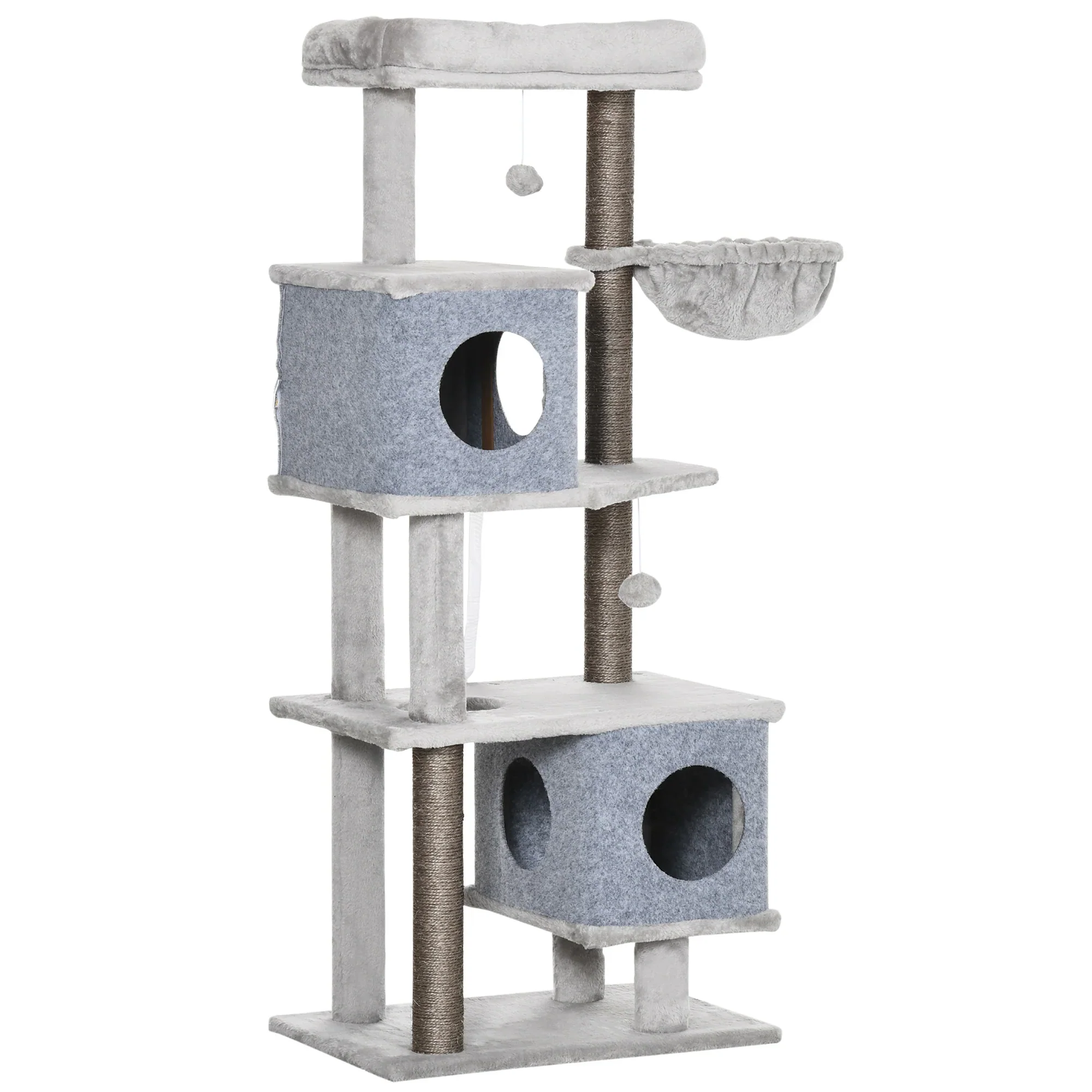 PawHut Krabpaal Kattenholen Plateaus Speelbal Krabpalen